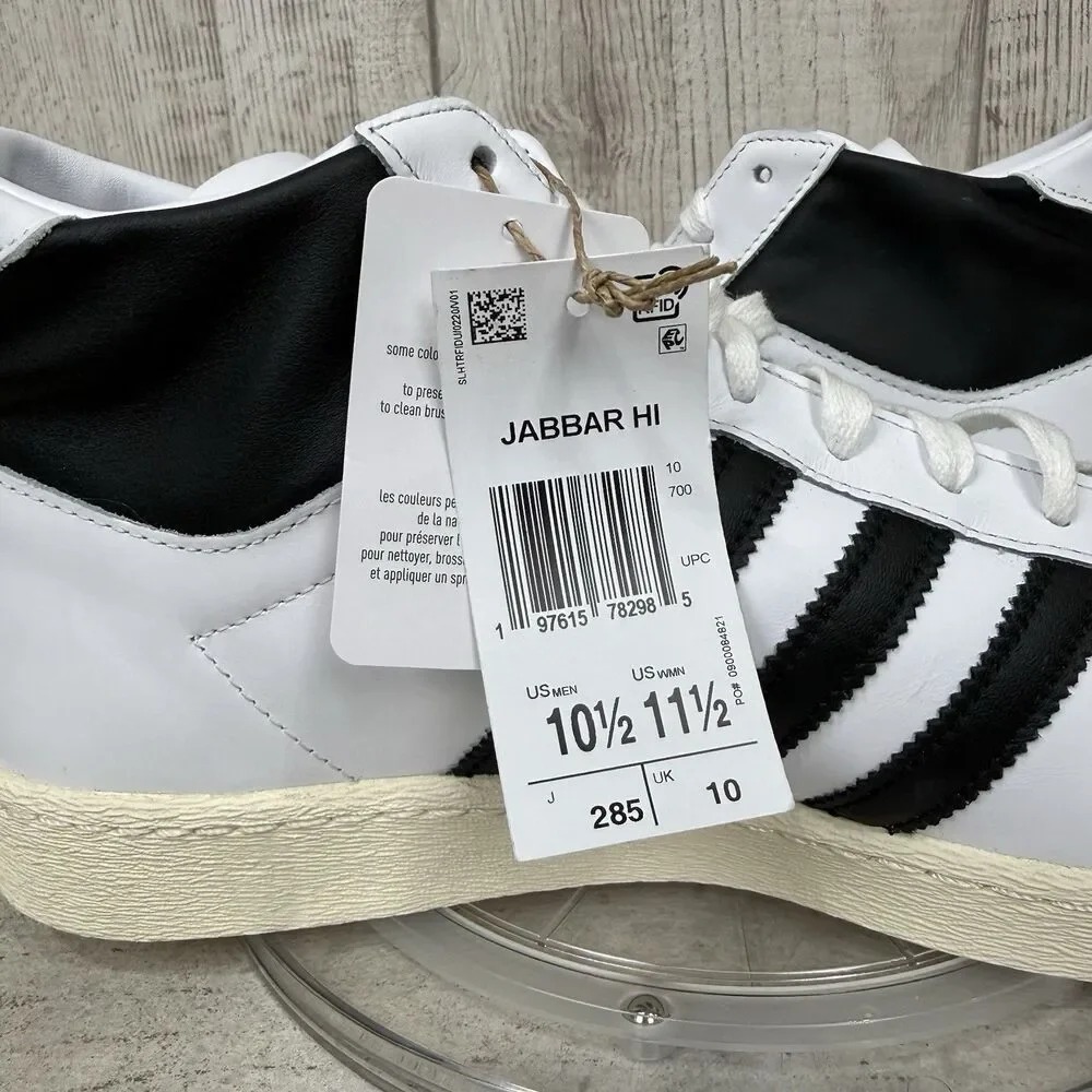 ADIDAS JABBAR HI Men’s Size 10.5 White Black JI3445 Womens Sz 11.5 Basketball